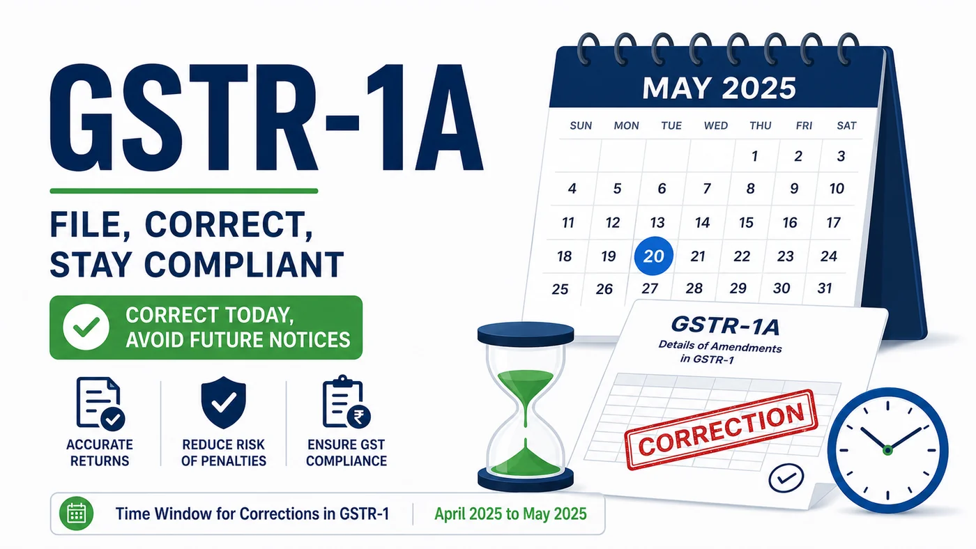 GSTR-1A — File, correct, stay compliant. Time window for corrections in GSTR-1: April 2025 to May 2025